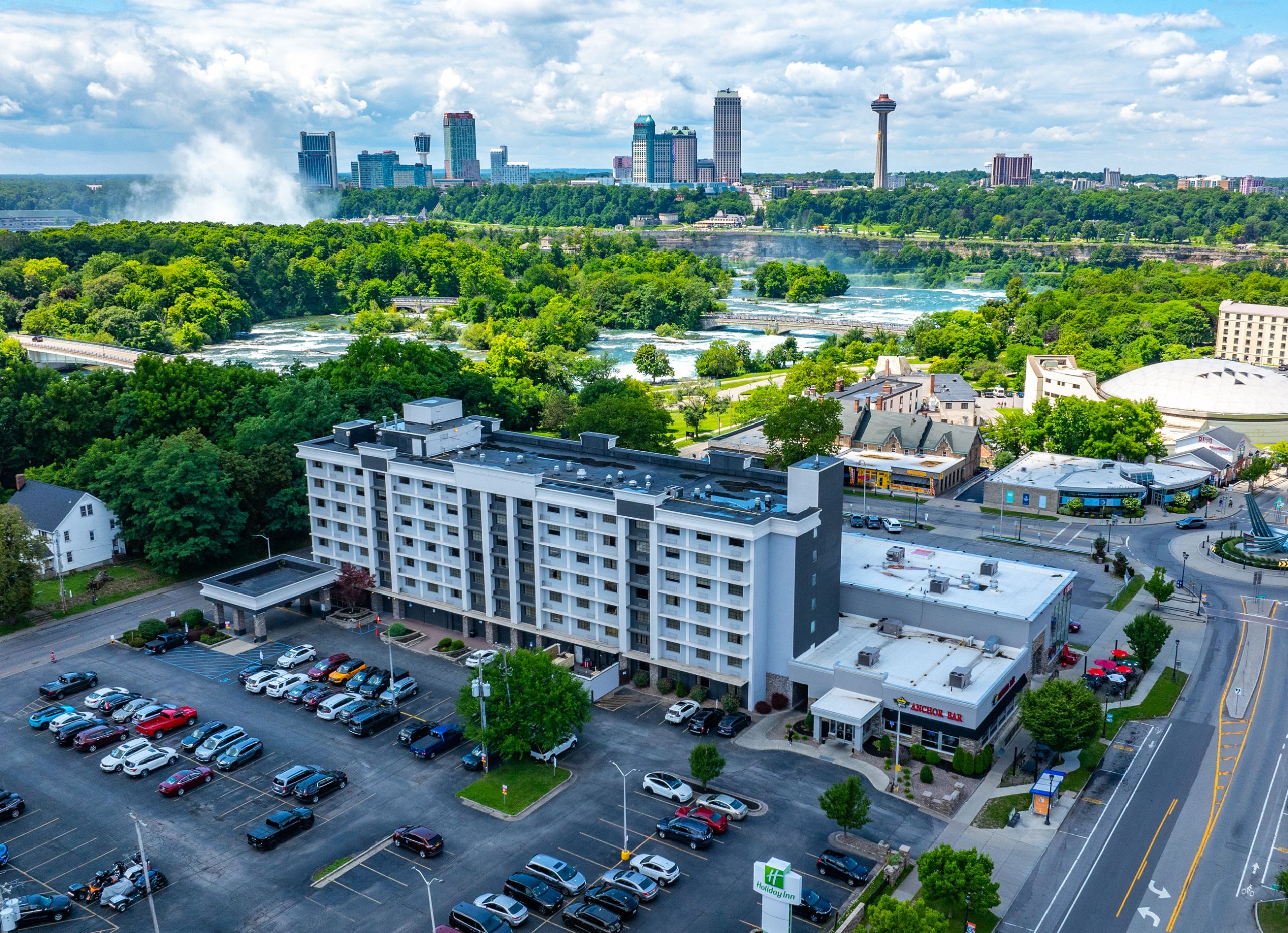 Aerial View of Holiday Inn State Park Entry in Niagara Falls, New York