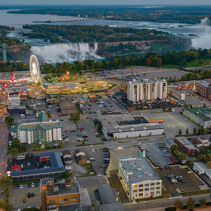 aerial view of cannery lofts in niagara falls, ontario